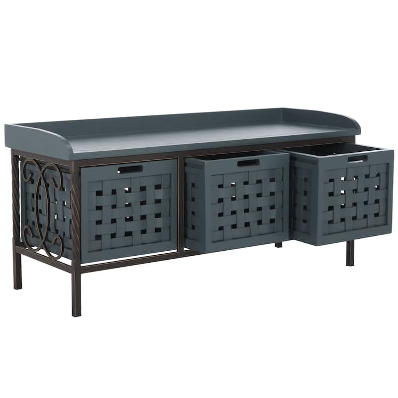 SAFAVIEH Toshie Honey Oak Storage Bench - 42.5" x 15.5" x 20" - 43Wx16Dx20H