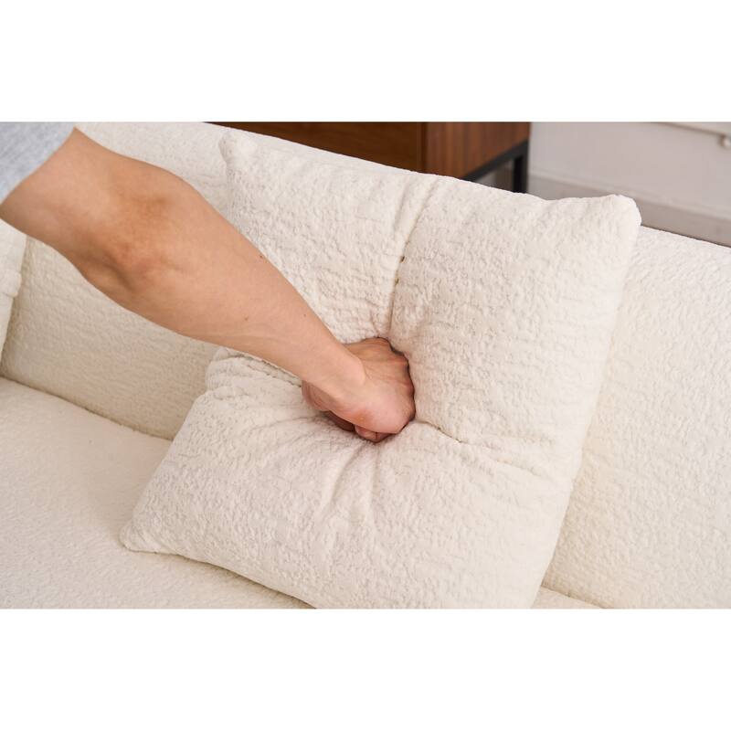 98.4" Chenille L-Shaped Sectional Sofa with Chaise & Pillows