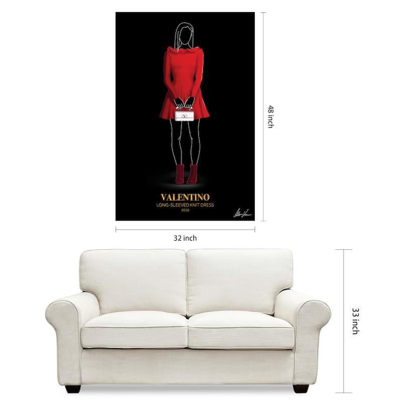 "V Fashion Red look" Frameless Free Floating Reverse Printed Tempered Glass Wall Art