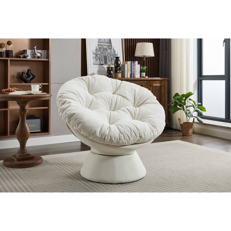 Oversized Swivel Accent Chair, 360-Degree Swivel Barrel Chair, Papasan Chair for Living Room and Bedroom Comfort