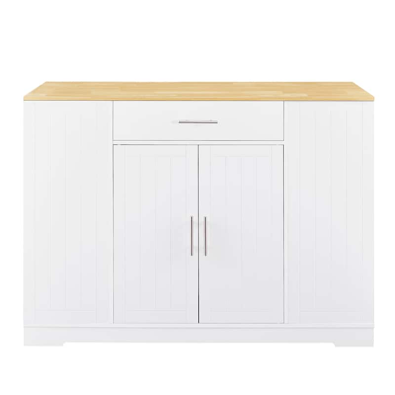 53'' Kitchen Storage Islands with Drawers and Trash Can Storage for Kitchen & Dining. Modern Farmhouse Design