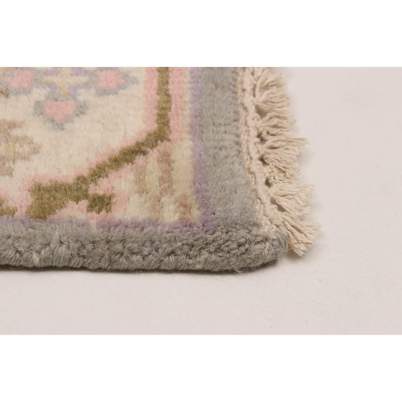 ECARPETGALLERY Hand-knotted Royal Oushak Grey Wool Rug - 2'7 x 9'9