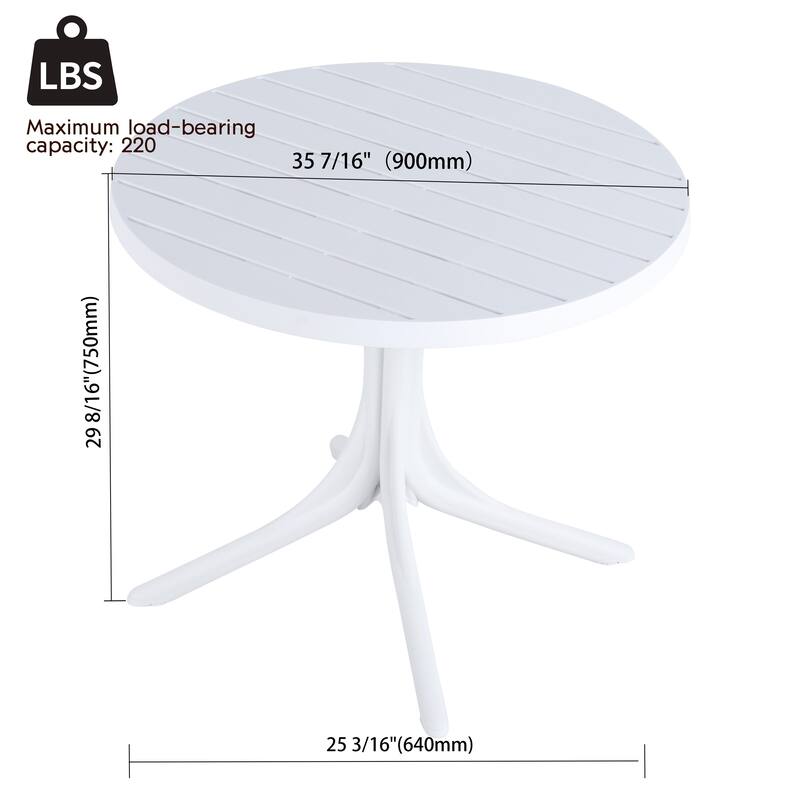 Modern Round Plastic Table-36 Inch Indoor/Outdoor Dining Table & Coffee Table,Lightweight Polypropylene All-Weather Patio Table