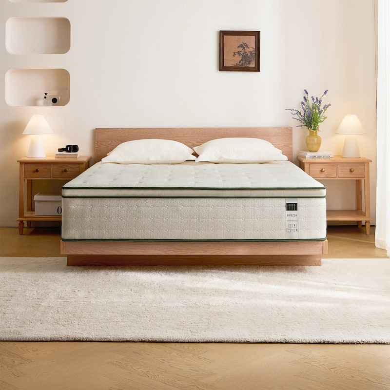 14" Hybrid Mattress Medium-Firm Gel Memory Foam Pocket Coils Cooling Pillow Top CertiPUR-US - White - Full