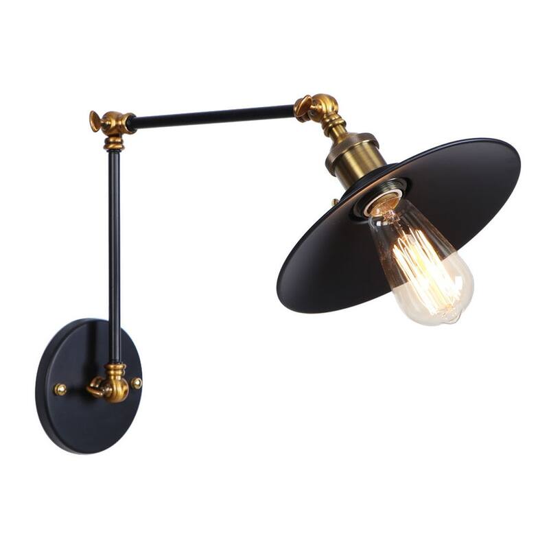 Industrial Black 1-Light Adjustable Swing Arm Wall Sconce