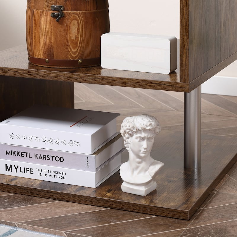 HOMCOM 20" Chic Designer S-Shaped Multi-Level Accent End Table Shelf with Steel Poles, White