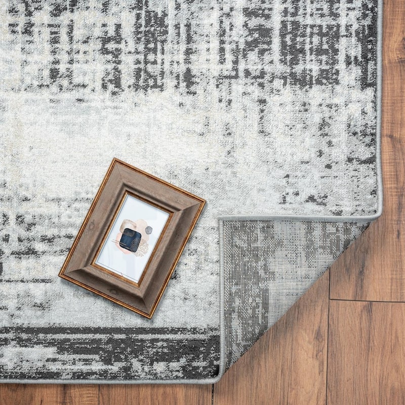 Luxe Weavers Modern Crosshatch Pattern Distressed Abstract Area Rug Carpet