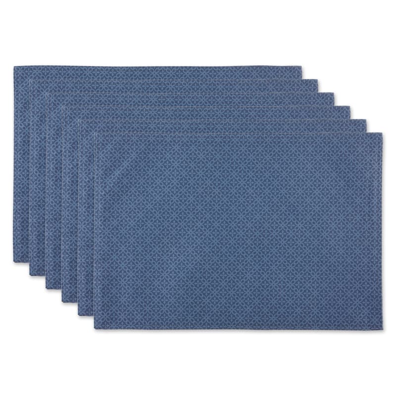 DII Stone Tonal Lattice Print Outdoor Placemat (Set of 6) - Blue