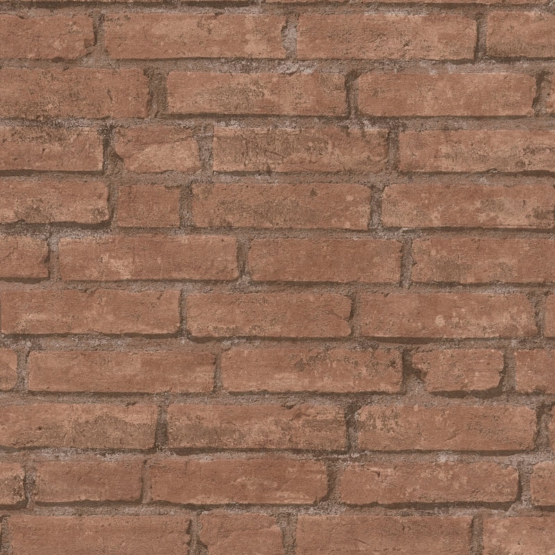Galerie Wallcoverings Bricks and More Collection Red Clay Brick Matte Finish Vinyl on Non-woven Wallpaper Roll - 33-feet long x 21-inches wide - Red