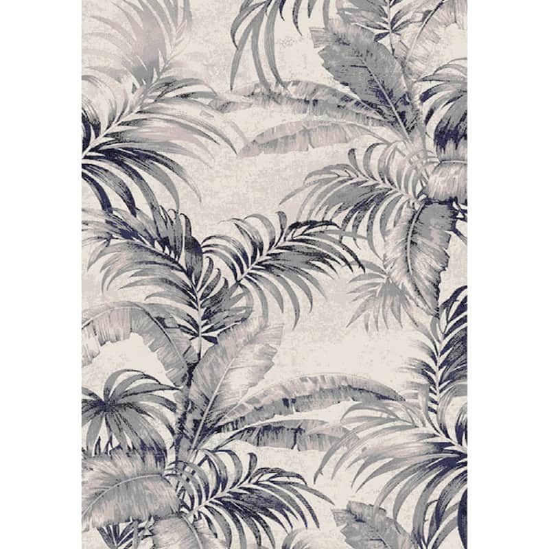 Spring Collection - Cream Grey Blue Botanical Area Rug