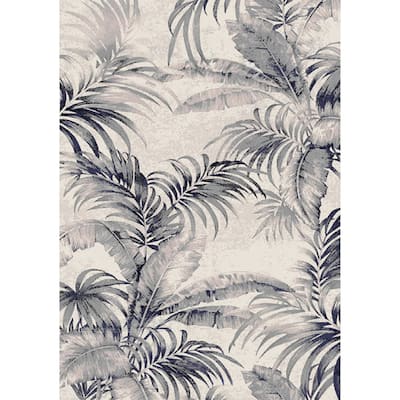 Spring Collection - Cream Grey Blue Botanical Area Rug