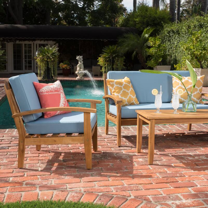 Peyton 4-piece Outdoor Wooden Chat Set by Christopher Knight Home