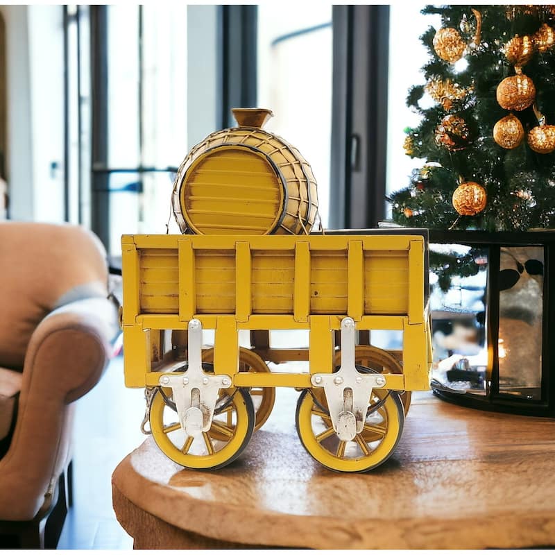 HomeRoots c1829 Yellow Rocket Steam Engine Model Sculpture - 5 x 18 x 12.5