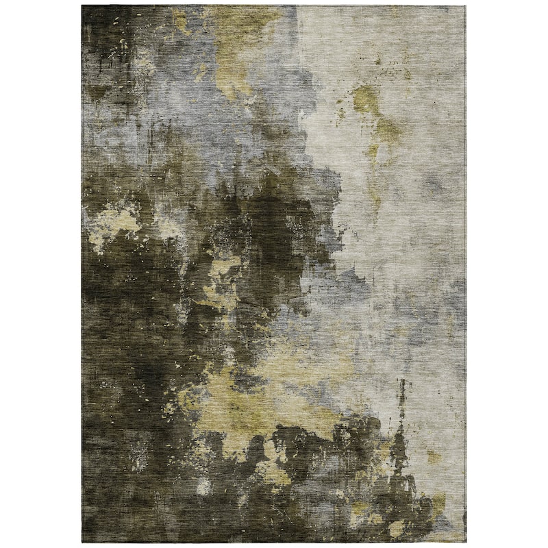 Machine Washable Indoor/ Outdoor Abstract Modern Chantille Rug