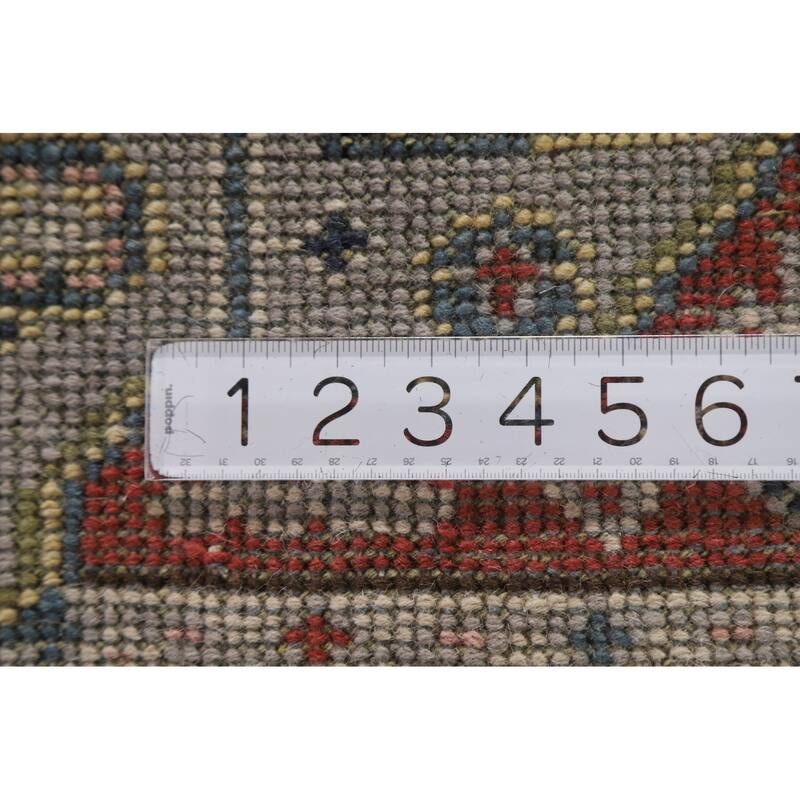 Grey Geometric Kazak Indian Rug Handmade Wool Carpet - 3'0"x 4'10"
