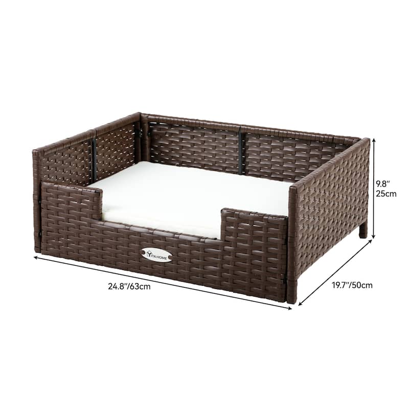 Moasis Elevated Rattan Dog Sofa with Cusion