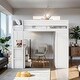 preview thumbnail 2 of 16, Wood Twin Loft Bed with Wardrobes and 2-Drawer Desk with Cabinet, White