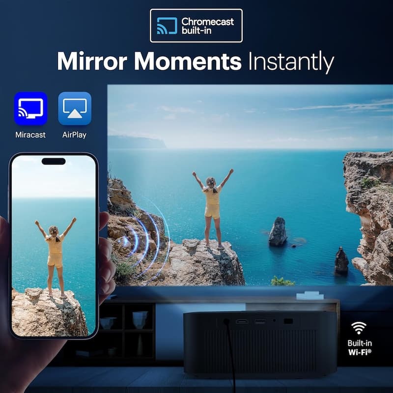 Kodak FLIK X20 Full HD Smart Projector Kit with 100" Screen, Tripod, Remote, Wi-Fi, EVA Case