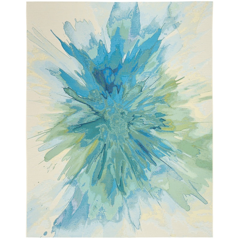 Nourison Color Splash Indoor/Outdoor Blue Abstract Area Rug