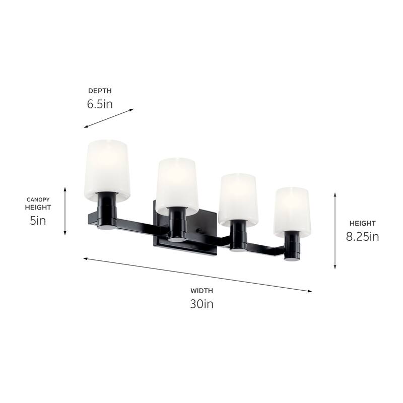 Adani 30 in. 4-Light Bathroom Vanity Light with Opal Glass