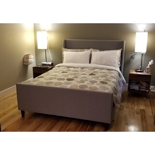 Shop Alpine Furniture Amber Grey Wood Upholstered Panel Bed - Free Shipping Today - Overstock ...