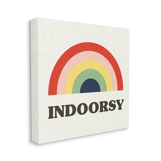Stupell Indoorsy Text Retro Pop Rainbow over Neutral Canvas Wall Art ...