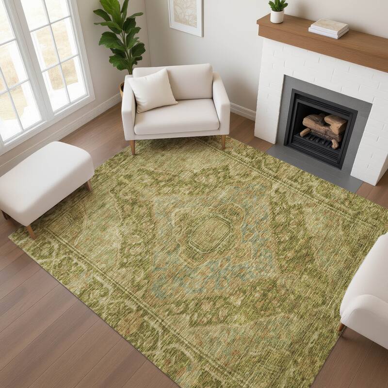 Premium Washable Super Soft Traditonal Marcus Mayfield Rug - Aloe - 3' x 5'