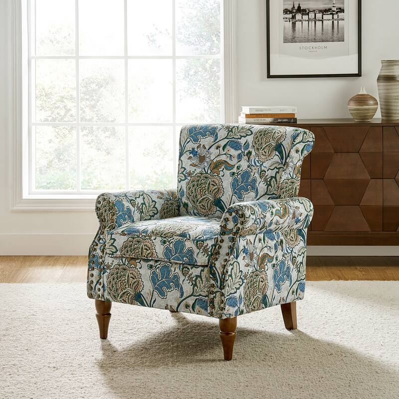 Nyctelius Nailhead Trim Traditional Accent Armchair with Rolled Arms by HULALA HOME
