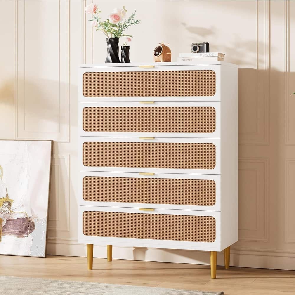 5 Drawer Dresser for Bedroom, Chest of Drawers with Deep Drawers, Large Double Dresser for Closet with Wide Top