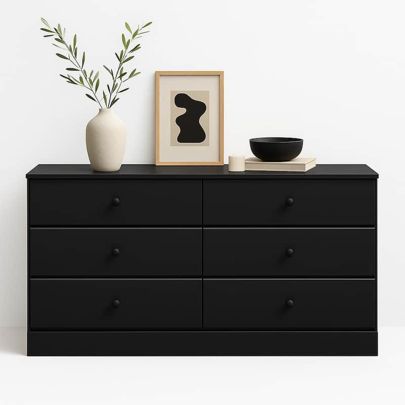 Prepac Astrid 6 Drawer Double Dresser for Bedroom, Wide Chest of Drawers, Bedroom Furniture,Traditional Furniture