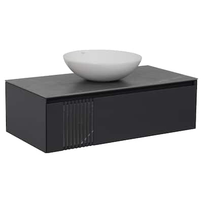 Modern Wall-Mount Bathroom Vanity with Washbasin Manhattan Concrete Non-Toxic MDF-40"-Simple 24"