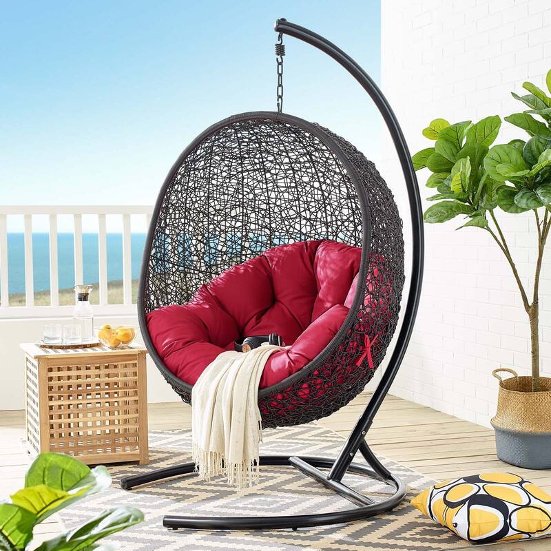 Encase Swing Outdoor Patio Lounge Chair - Red