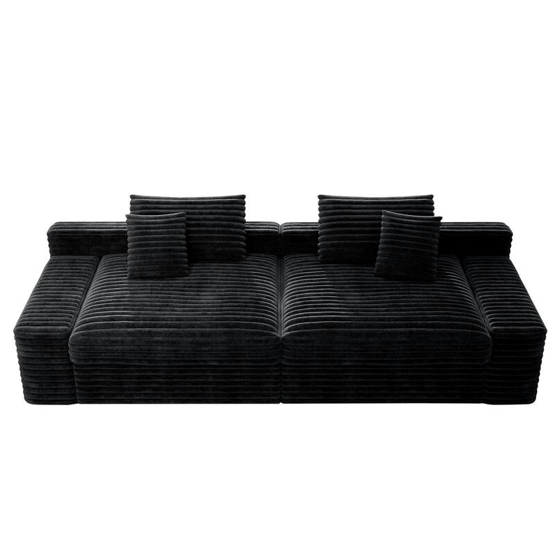 Cloud Boneless Sectional Couch, Modular Deep Seat Sofa, Upholstered Loveseat Corduroy Foam Sofa Couches for Living Room
