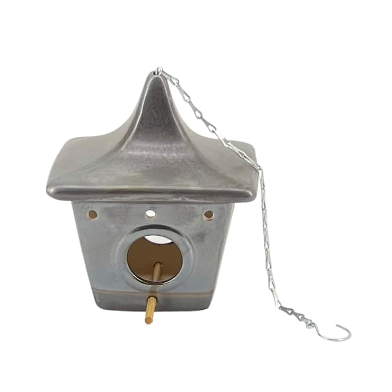 Ceramic 9-Inch Square Pagoda Birdhouse