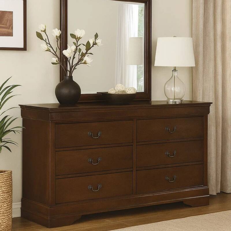 58.25“ Modern 6 Drawer Brown Wooden Dresser - Brown - 6-drawer