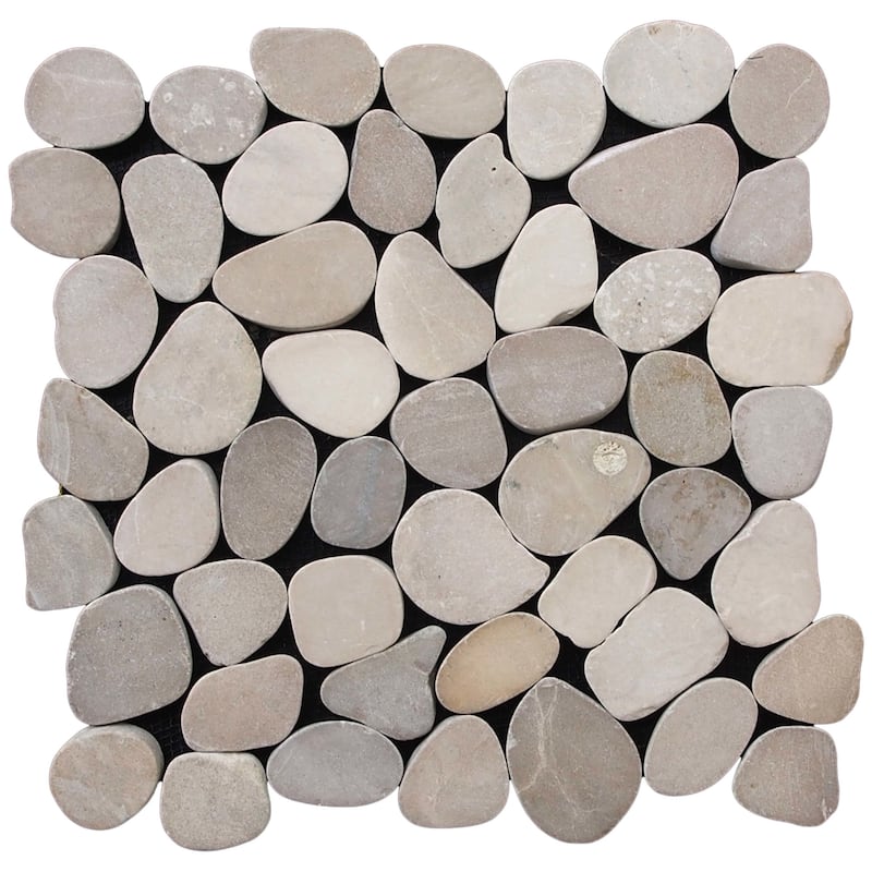 Cruz Bay Studio XS3 Sliced Pebble - 11" x 11" Pebble and Rock Floor - Tan Natural - Tan Natural