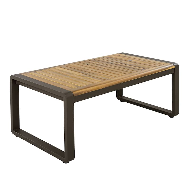 5-Person Outdoor Conversation Set with Removable Cushions and Stylish Metal Frame and Acacia Wood