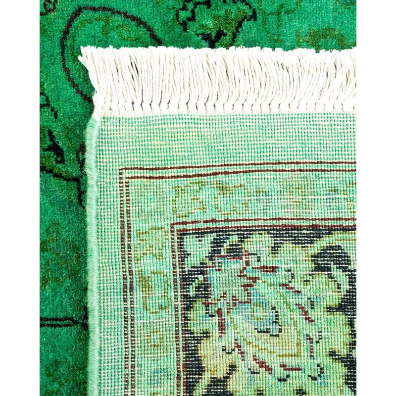 Overton Hand Knotted Wool Vintage Inspired Modern Contemporary Overdyed Green Area Rug - 3' 0" x 5' 2"
