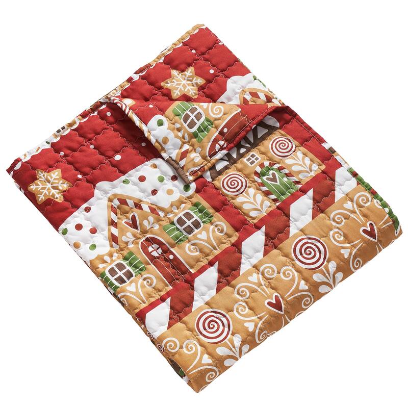 Greenland Home Fashions Gingerbread Lane Reversible Holiday Throw