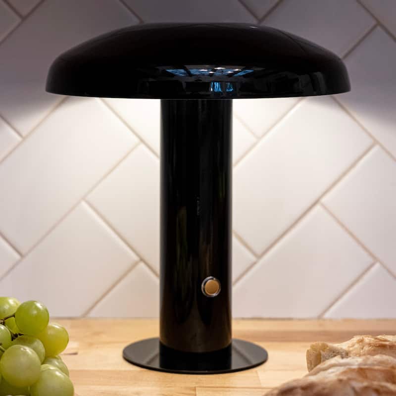 Boletus 11" Contemporary Bohemian Rechargeable/Cordless Iron Integrated LED Mushroom Table Lamp, by JONATHAN Y