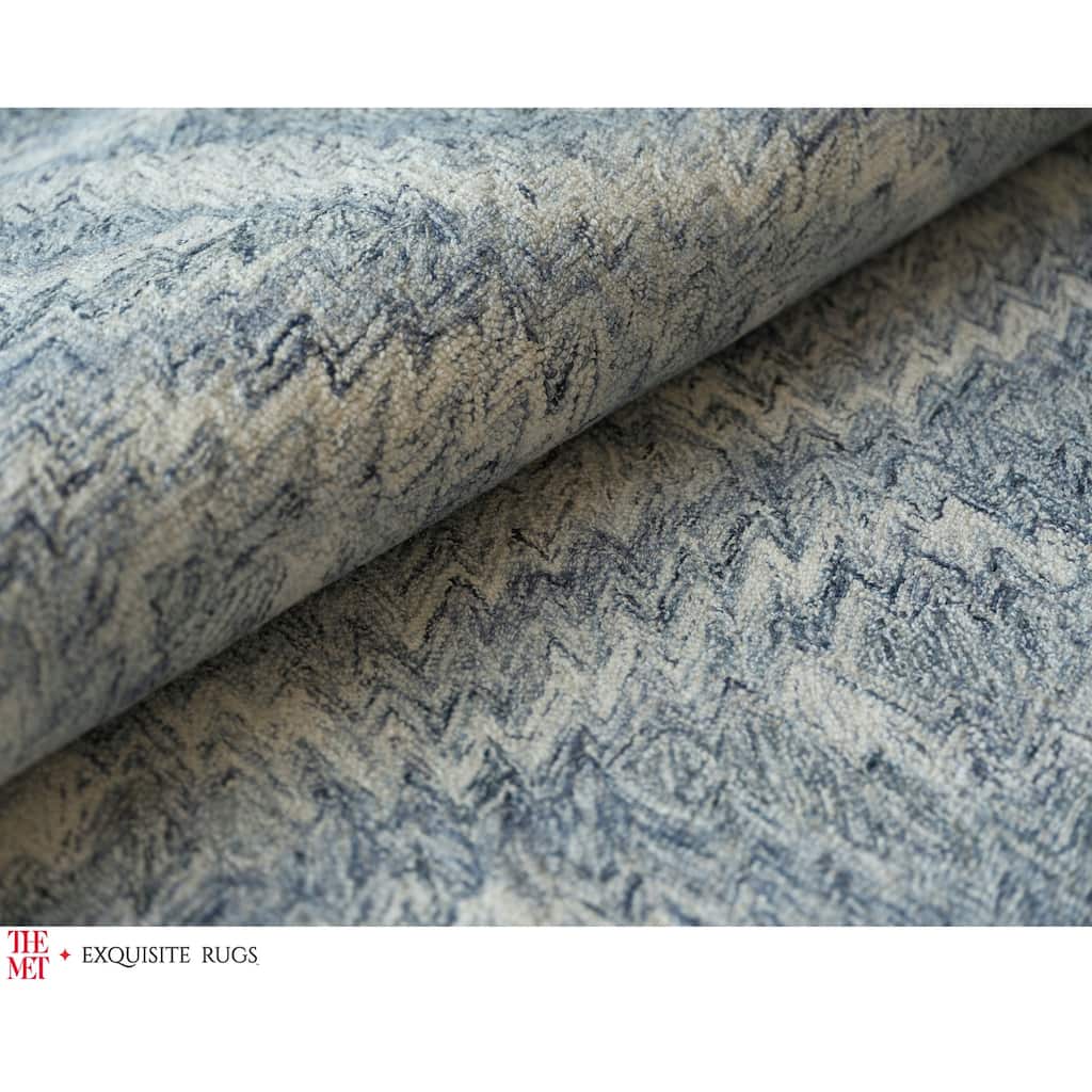 The Met X Exquisite Rugs Bargello Light Blue Area Rug