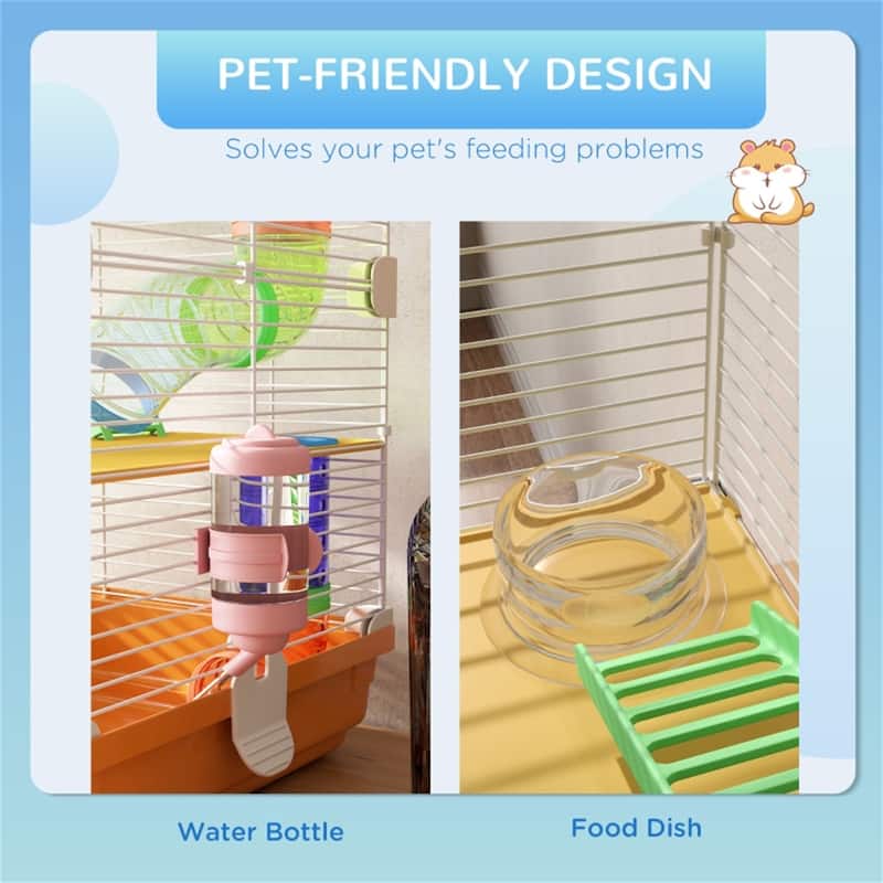 5-Tier Small Hamster Cage with Two Front Door and Multiple Pipes - 18" L x 11.75" W x 22.75" H