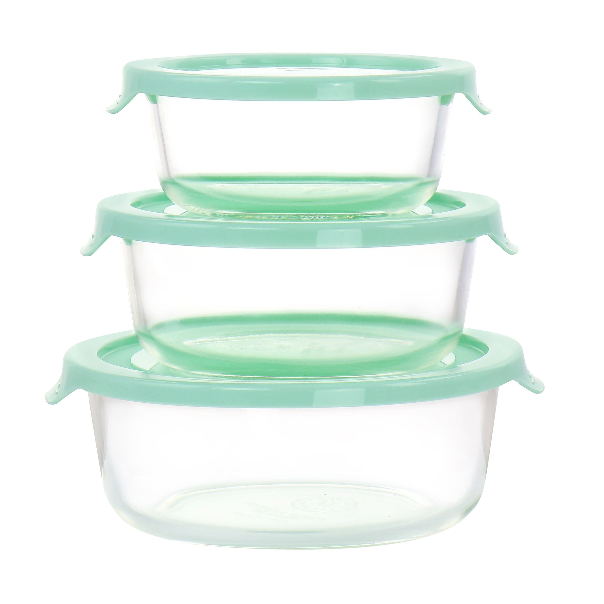 Martha Stewart 3-Piece Plastic Stackable Container Set, Mint Green