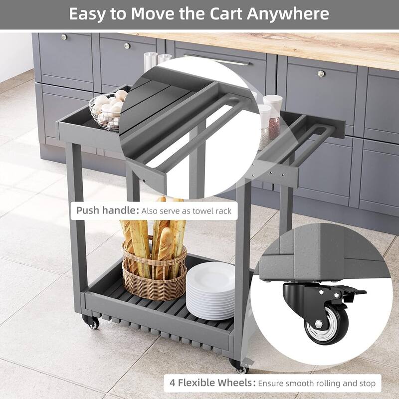 Heavy Duty Service Utility Cart with Wheels for Warehouse Garage Kitchen - N/A
