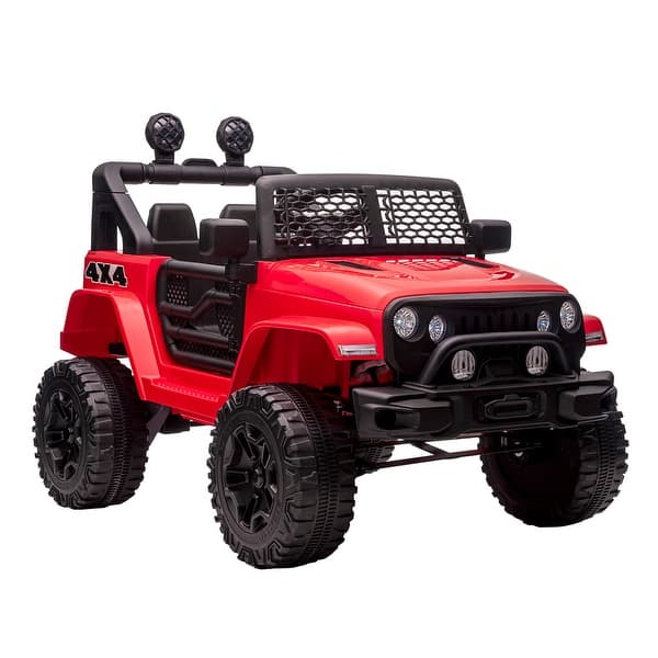 slide 2 of 6, Battery-Powered Kids Ride-On Truck Car with Parent Control, Safety Belt, and Spring Suspension System, Perfect Gift Red