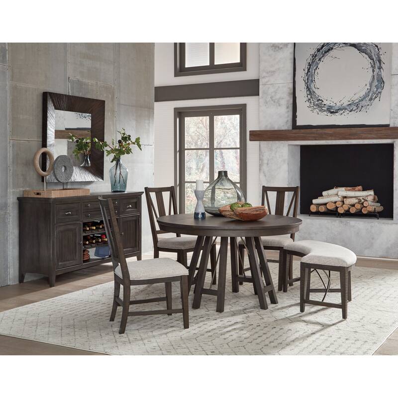 Magnussen Home Westley Falls Graphite Curved Bench - 52''W x 21.75''D x 19''H