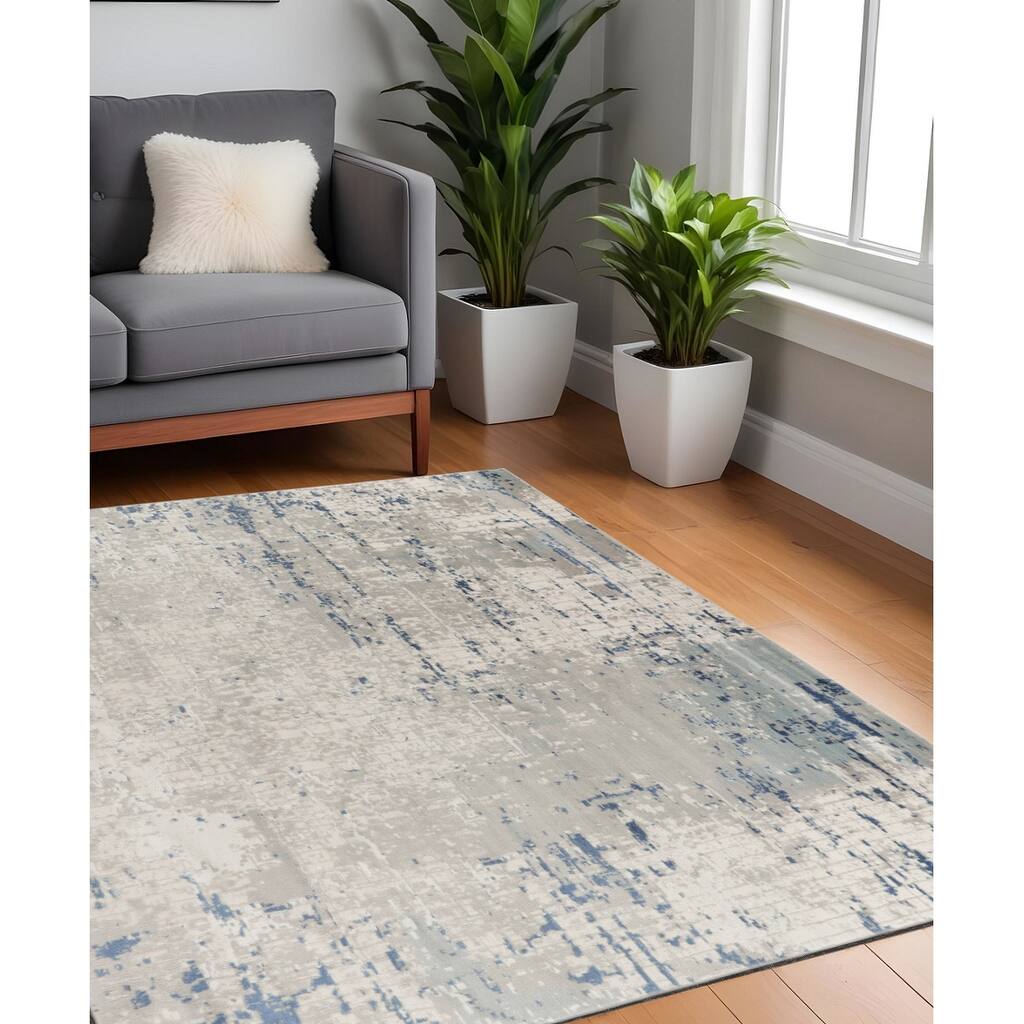 Maza Power Loomed Geometric Abstract Modern Area Rug By HomeRoots - 48' X '48' X '0.32