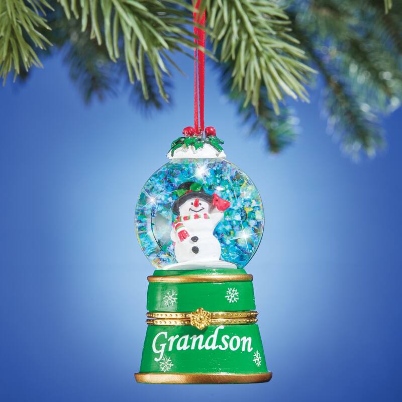 Children and Grandchildren Snow Globe Trinket Ornaments - 4.600 x 3.800 x 3.800