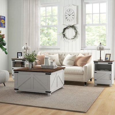 Lift Top Coffee Table with Flip-top Lids Hidden Compartments