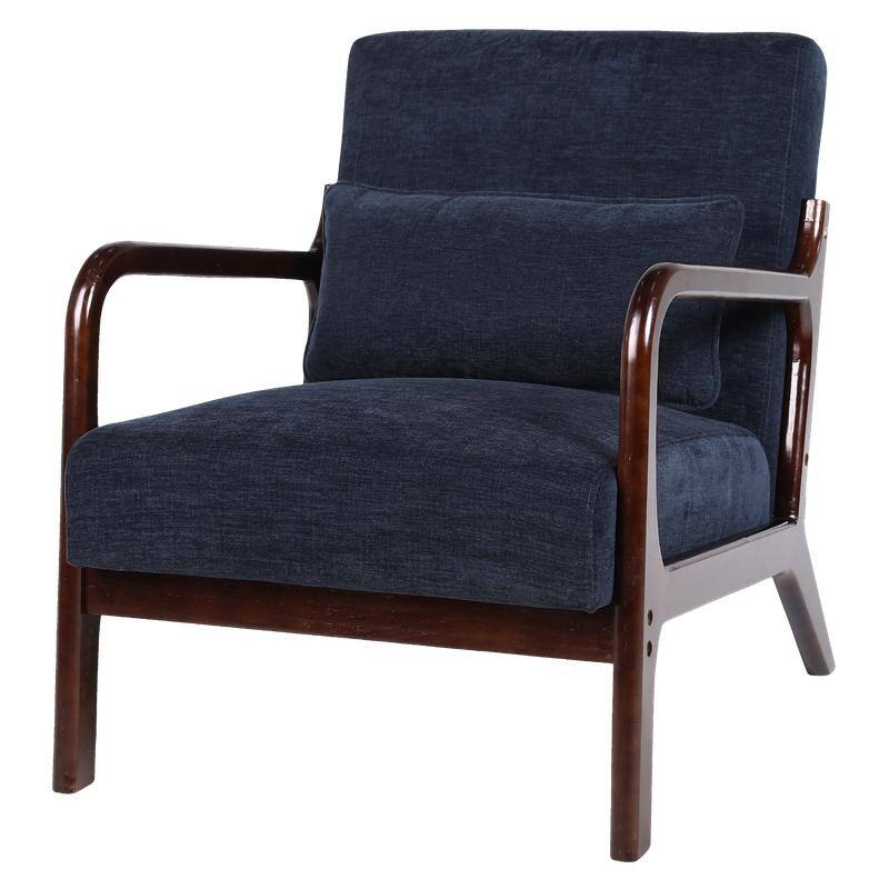 Mid-Century Modern Accent Chair with Solid Wood Frame and Detachable Lumbar Pillow for Living Room or Bedroom
